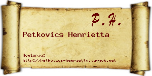 Petkovics Henrietta névjegykártya